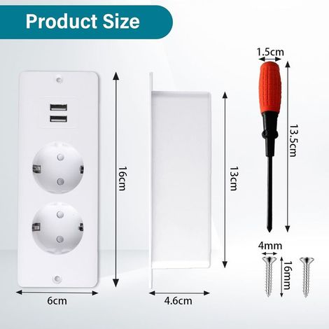 Einbau-Steckdosenleiste mit 2 USB-Anschlüssen, Doppel-Einbau-Steckdosenleiste für Küchen mit 1,5 m Kabel für Küche, Büro und Besprechungsräume – Weiß (1/4)