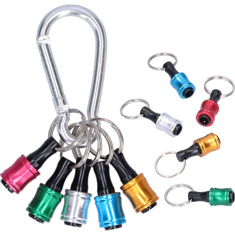 Lot de 10 adaptateurs porte-embout à changement rapide 1/4 pouce, tige hexagonale pour perceuse, porte-clés extensible, boucle de fixation (1/5)
