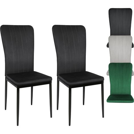 Lot de 2 Chaise de Cuisine, Cadre en Métal, Chaise Moderne pour Salle à Manger, Salon, Cuisine, Noir (1/5)
