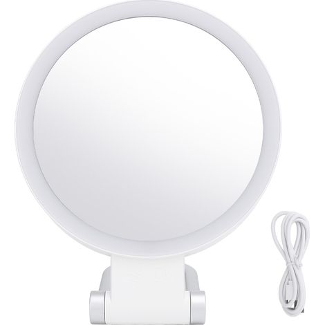 Travel Makeup Mirror with Light White Stand Adjustable Angle Magnifying Mirror Double Sided Magnification Vanity Mirror for Home Travel 10X (1/5)