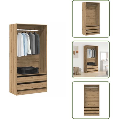 Kleiderschrank Artisan-Eiche 100x50x200 cm Holzwerkstoff - Kleiderschrank - Kleiderschränke - Schrank - Kleidung Organizer (1/5)