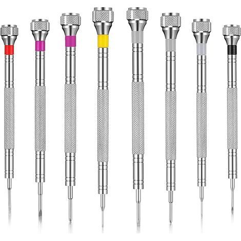 Set mit 8 Präzisionsschraubendrehern – Juwelierschraubendrehern – Schraubendreherset für Uhrenreparaturen (0-6-1-6 mm) – Mikroschraubendreher, geeignet für die Reparatur von Uhren, Brillen, Schmuck un (1/5)