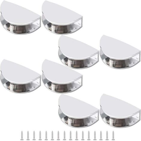 – Lot de 8 pinces de serrage réglables en alliage de zinc pour verre 8-12 mm – Finition chrome poli – Supports pour étagères en verre (1/4)