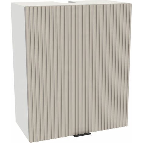 Mueble alto de cocina con campana extractora 60/72 Vigo Blanco con frontal estriado Cachemira Mate (1/3)