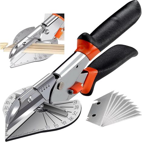 Cisailles à ttôle d'angle de 45°à 135°, ciseaux de goulottes de câbles polyvalents, outils de coupe quart de rond pour couper des tuyaux en PVC PPR PE, des tuyaux de dérivation, des fils. Comprend 10 (1/5)