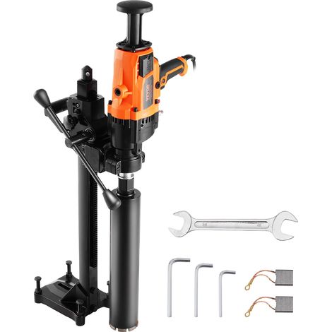 Carotteuse à Diamant Diamètre de Perçage 20-180 mm, Perceuse au Diamant Portative 2600 W, Appareil de Forage Diamant Perçage Humide et Sèche, avec Support et Foret, pour Béton, Brique, Marbre