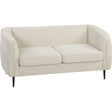 Canapé 2 places en velours beige avec structure en métal et mousse, 160 x 76 x 72 cm (1/5)