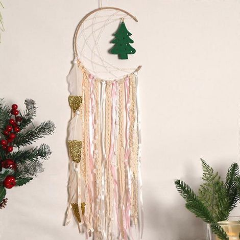 Attrape-rêves mural sapin de Noël fait main, cadeau de mariage ou d'invité. (1/4)