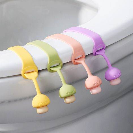 4 lève-abattants de toilettes, poignées en silicone, design champignon, réutilisables, hygiéniques, pour salle de bain domestique (1/5)