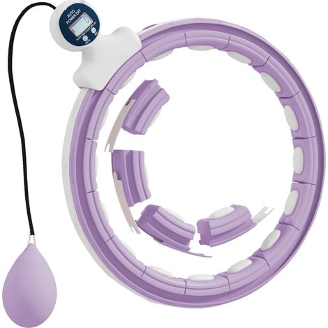 Smart Hula Hoop avec compteur digital et poids ajustable pour adultes, diamètre 76-113 cm, violet (1/5)