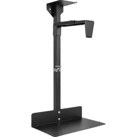 Soporte para PC debajo del escritorio, fabricado en acero resistente, altura y anchura ajustables, tubo cuadrado negro. (1/2)