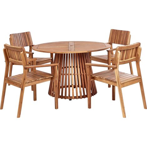 Garden Dining Set 4 Seater AGELLO Acacia Wood Brown (1/5)