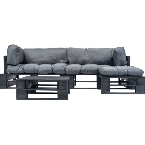 Maison Exclusive - 4-tlg. Garten-Lounge-Set aus Paletten mit Grau (1/5)