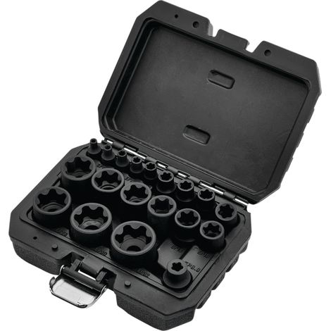 Draper 07128 External Torx Plus Socket Set, 1/4"", 3/8"", 1/2"" Sq. Dr. (19 Piece) (1/2)
