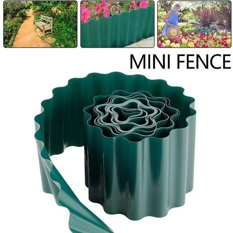 Kunststoff-Rasenkanten, 1 Rolle à 15 cm x 9 m, aus flexiblem PVC, grün, für Garten, Hof, Zaun, Rasen (9 m x 15 cm) (1/4)