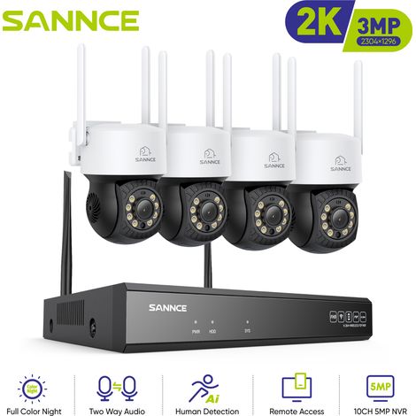 SANNCE 3MP Kit de Videovigilancia WiFi Protection Night Vision Electrónico Alerta Security Cámaras CCTV Sistema (1/5)