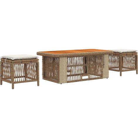 Maison Exclusive - Set da Pranzo per Giardino 4 pcs Beige e Crema polyrattan