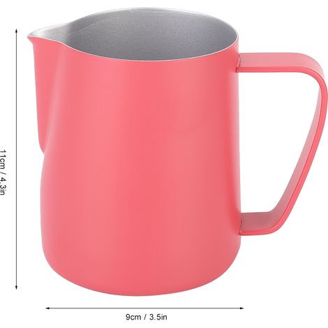 600-ml-Milchkännchen aus Edelstahl zum Aufschäumen von Milch, ideal für Latte Art zu Hause oder im Café – Rosenrot (1/5)