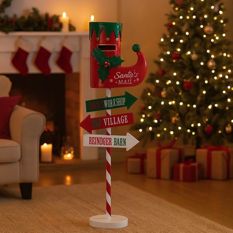 Casella posta natalizia con luce led e segnali per decorazioni natalizie -Calza (1/5)