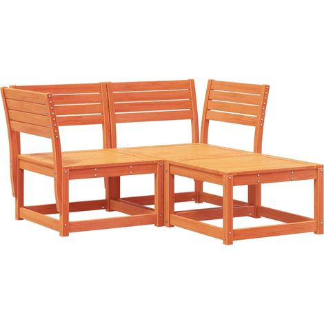 Maison Exclusive - Set Divani da Giardino 3 pz Marrone Cera Legno Massello Pino (1/5)