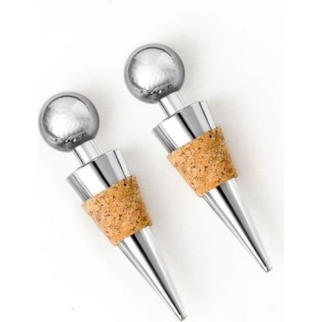 Lot de 2 bouchons métalliques pour bouteilles de vin rouge, bouchons en bois synthétique pour bouteilles de vin-AquaForge (1/5)
