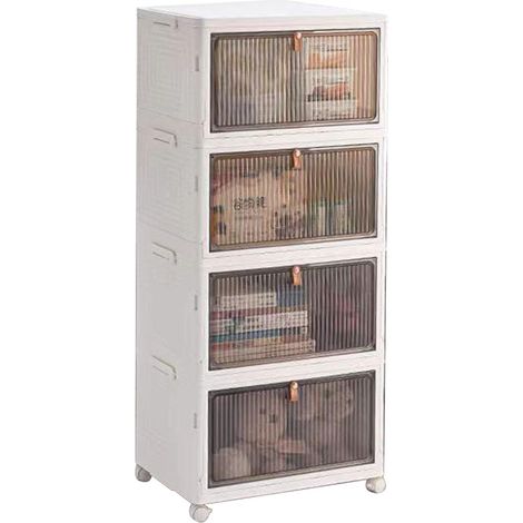 LEDANDER Boîte de rangement à quatre niveaux avec couvercle, roulettes et compartiments. Boîte de rangement empilable, idéale pour ranger 392883.5cm (1/4)