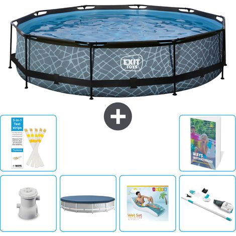 Exit-toys Piscina Exit Redonda - Efecto piedra - 360x76 cm - 7-piezas  S236 (1/5)