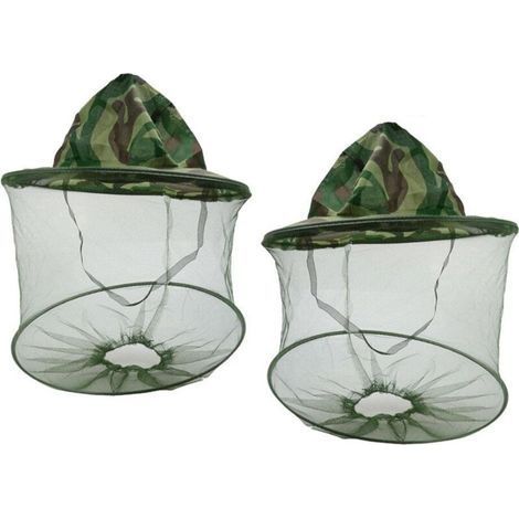 2 Pack Camouflage Apiculture Apiculteur Anti-Moustique Abeille Insecte Mouche Masque Cap Chapeau avec Tête Net Maille Visage Protection Équipement de Pêche en Plein Air (1/4)
