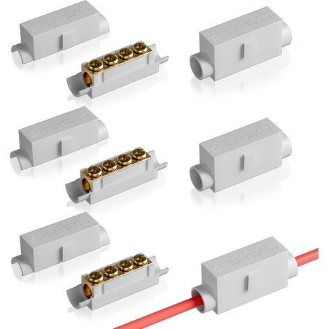 Bloc de Connexion Câble 6 Pièces pour Fil de 2,5 à 16 mm², Bornier en Laiton, 1000V 100A, Câblage Principal, Boîtier ABS Ignifugé, Utilisation pour Installations Électriques (1/5)