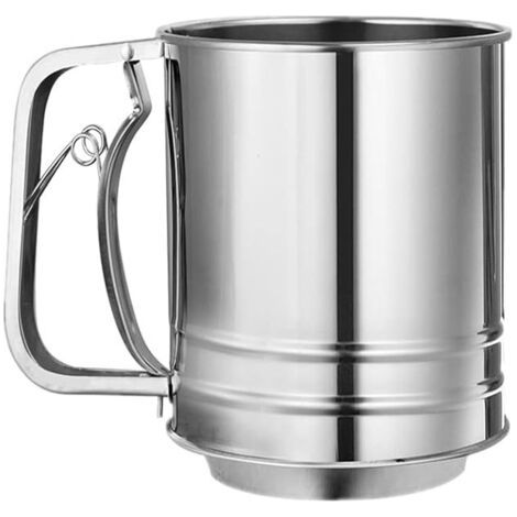Sollbry Tamis de Farine Cuisson Tasse de Tamis Passoire à Farine Acier Inoxydable Argent pour Filtrer Farine, Cacao en Poudre, Sucre en Poudre (1/5)