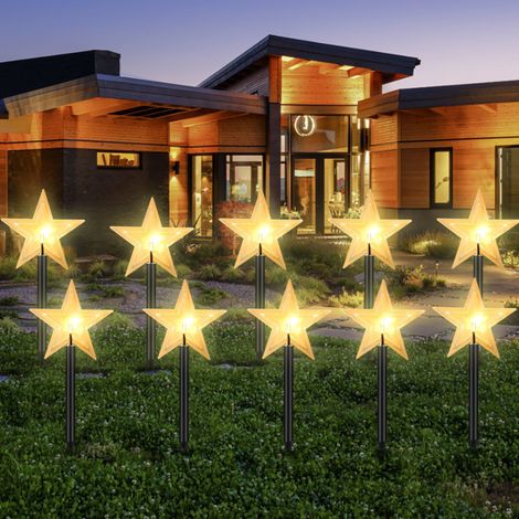 Randaco Stelle luminose a LED con picchetti a terra decorazione natalizia da giardino 10 pezzi (1/5)