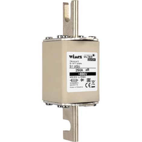 Fusibile NH 1 B gR/aR, super rapido, con percussore, 690V 160A, fissaggio a bullone - Wimex 5522360 (1/2)