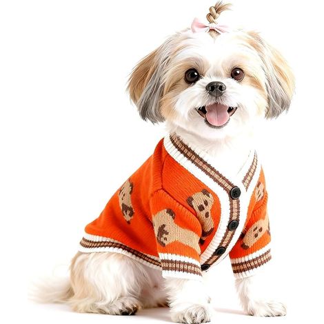 Dog Sweater Knitted Dog Sweaters Small Size Warm Clothes Dogs Bear Sweaters Small Puppy Cardigan for Puppies Coat Puppies Pullover Red M (1/5)