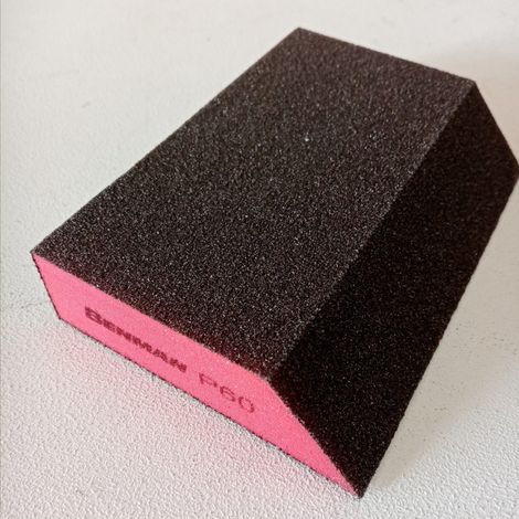 Spugna abrasiva rossa 125x90x25mm grana 60 per intonaco legno plastica pittura - 1pz (1/2)