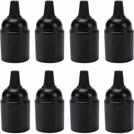 8 Piezas E27 Douille Vintage Noir, E27 Porte-Ampoules Douille, Bakélite Edison Vis E27 Douille, pour Raccord de Douille de Susp (1/4)