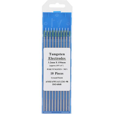 Lot de 10 électrodes tungstène pur WP pointe verte pour soudure TIG AC, 1,0 mm x 150 mm (1/5)