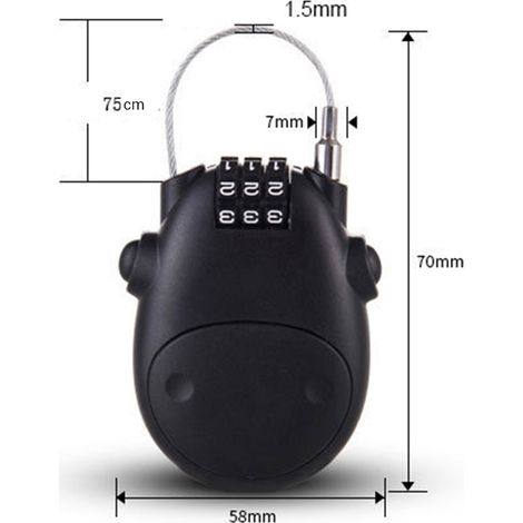 Casque moto universel cadenas à câble télescopique en acier, moto antivol à code (1/5)