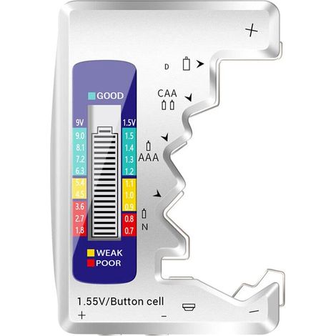Testeur De Piles - Affichage LCD Numérique - Compatible Piles AA AAA 9 V BT886 - Indicateur État Batterie Par Code Couleur - 1 Pièce