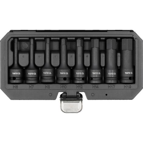 Coffret 8 douilles males 6 pans a choc impact embouts hexagonaux de 6 à 19 (1/2)
