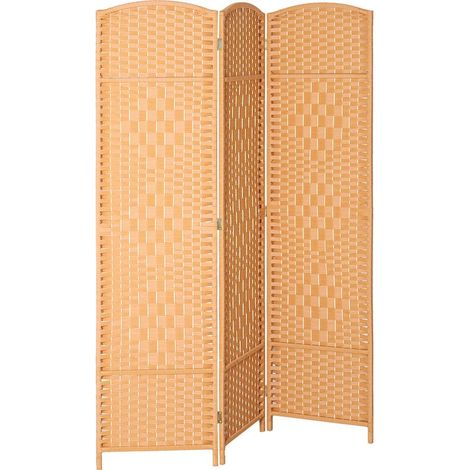 Paravent - 3 Panneaux - Bois De Pin Et Polypropylène - Pour Salon Chambre Bureau - 135 X 180 Cm - 1 Pièce (1/5)