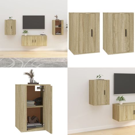 TV-Wandschränke 2 Stk. Sonoma-Eiche 40x34,5x60 cm - TV Schrank - Wandregal - Wohnwand - Regal - Eiche Möbel - Home & Living (1/5)