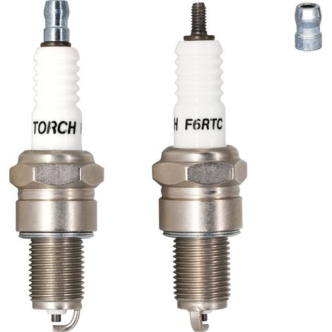 2x Bougie d'allumage F6RTC Fil 14mm Céramique Haute Performance pour Moteurs Tondeuse Tracteur Jardin Remplacement Universel (1/5)