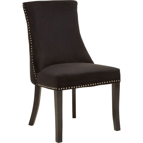 Interiors by Premier Black Velvet Dining Chair, Curved High Back Office Chair, Aesthetic Velvet Accent chair for Living Room (1/5)