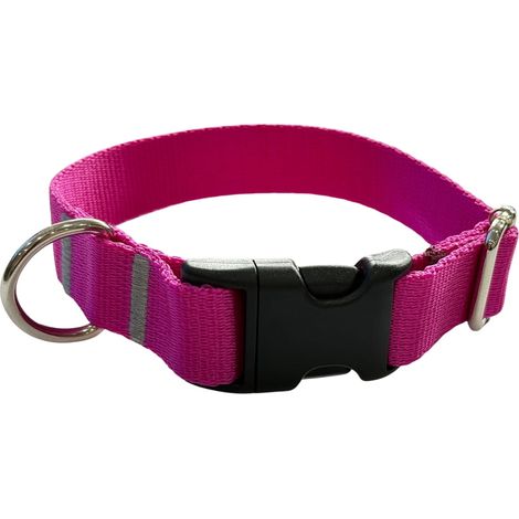 Collar para perro de 2 cm con hebilla ajustable, color fucsia. Talla S: 26-35 cm. (1/4)