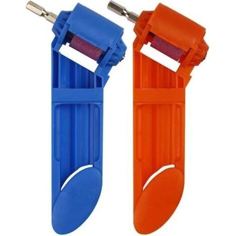 Affûteur de forets en corindon (lot de 2), outil d'affûtage portable, fabriqué en plastique ABS de haute qualité et meule en corindon brun haute dureté (bleu, orange). (1/5)