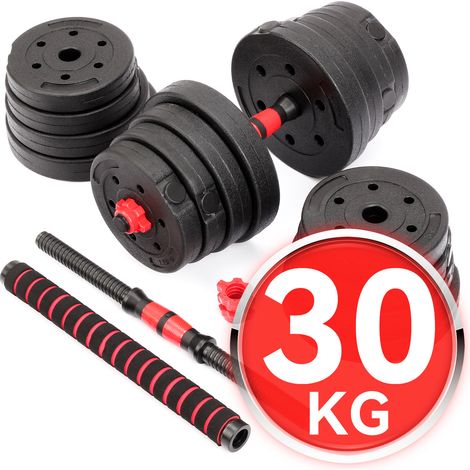 Youyijia 2 in 1 Dumbbell Set 30kg Dumbbell Set Adjustable Dumbbells Barbell Plastic Weight Plates with Connecting Steel Tube for Strength Training Fitness Home Gym (1/5)