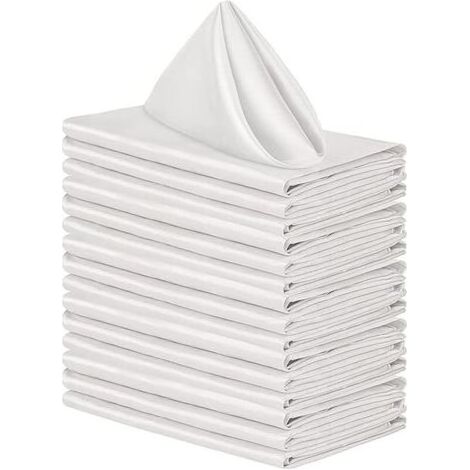 20x Serviettes de Table Coton 48x48cm, Serviettes de Table en Tissu Lavable en Machine, Serviettes de Table Mariage Doux, Serviettes Carrées en Satin - Blanche (1/5)