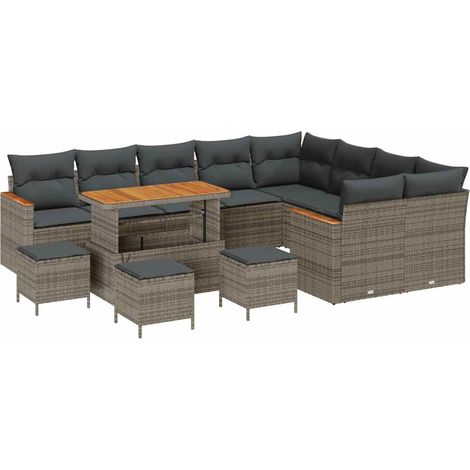 Maison Exclusive - Set Divano da Giardino 13 pcs Grigio Rattan in Polipropilene