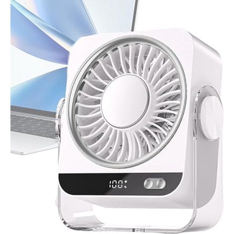 Mini refroidisseur d'air de bureau avec réservoir d'eau, écran batterie numérique, ventilateur USB, aircooler portable avec fonction refroidissement, blanc (1/2)