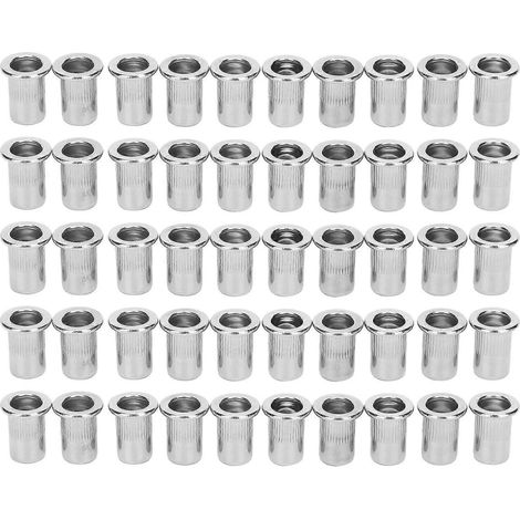50-teiliges Set Blindnietmuttern, gerippte Edelstahlmuttern M6, Hardware-Zubehör